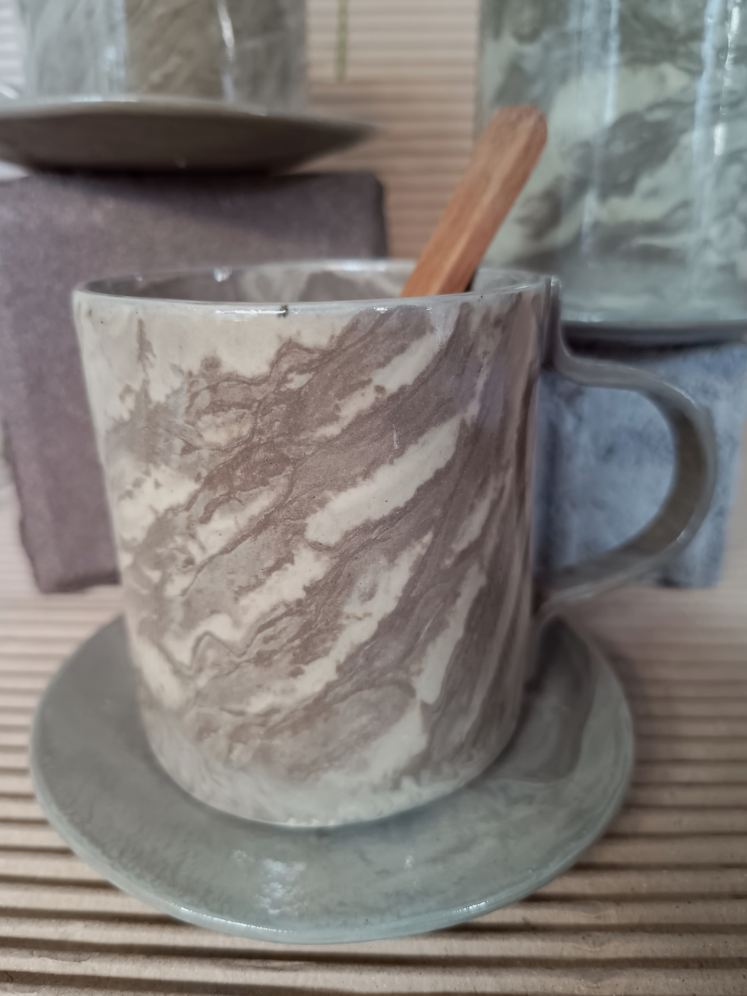 Juego de tazas y platos neriage - Imagen 4