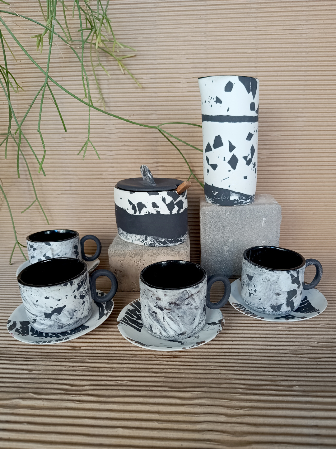 Juego de café con leche y azucarero